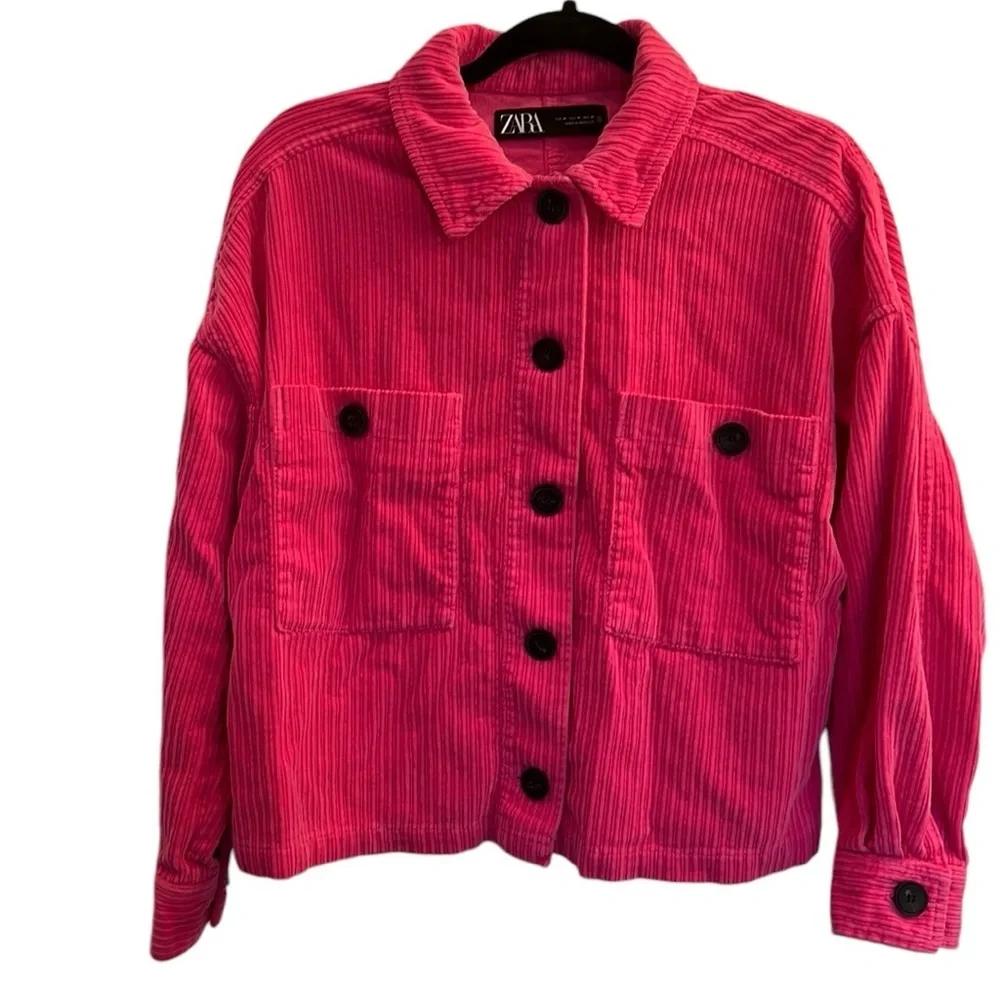 Zara Hot Pink Corduroy Jacket Size Medium Barbiecore, Festival - Picture 1 of 6